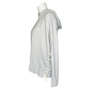 Victorias Secret Pink Lace-up Side Hoodie Lavender Cropped Oversized Large